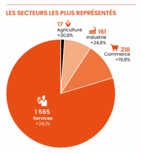 Répartition des sociétés à mission par secteur